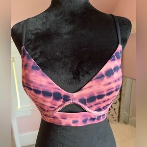 Pink by Victoria’s secret pink/black tie-dye, strappy bikini top. Size Large